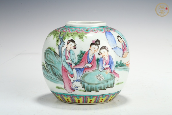 古玩民國·粉彩仕女紋罐真品鑒賞圖