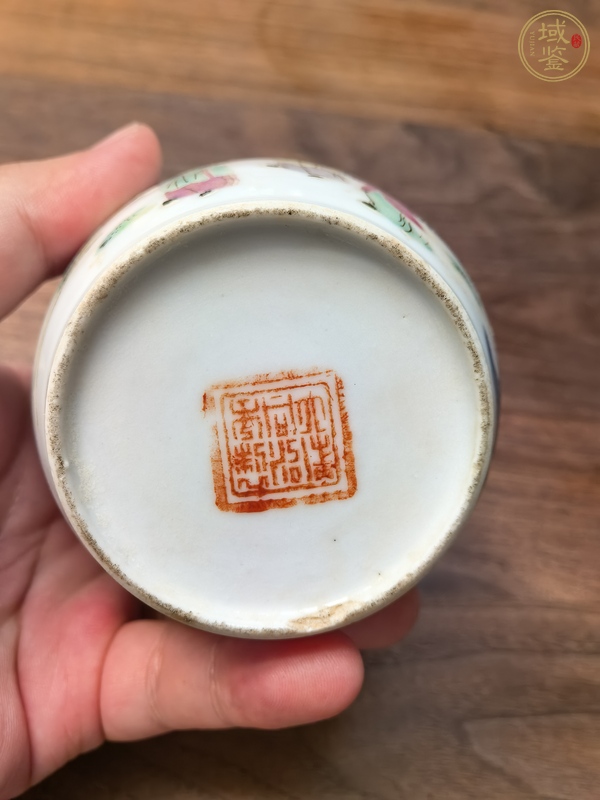 古玩陶瓷粉彩教子圖蓋缸真品鑒賞圖