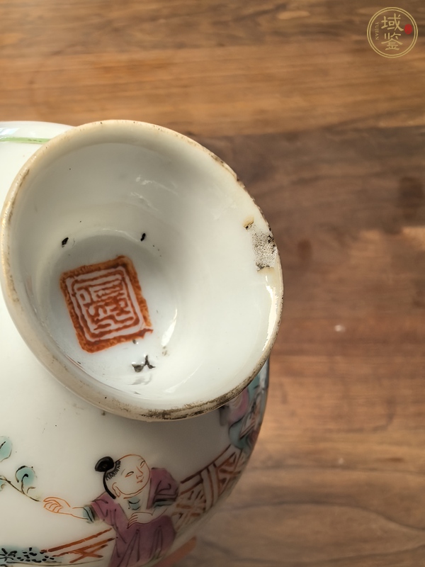 古玩陶瓷粉彩教子圖蓋缸真品鑒賞圖