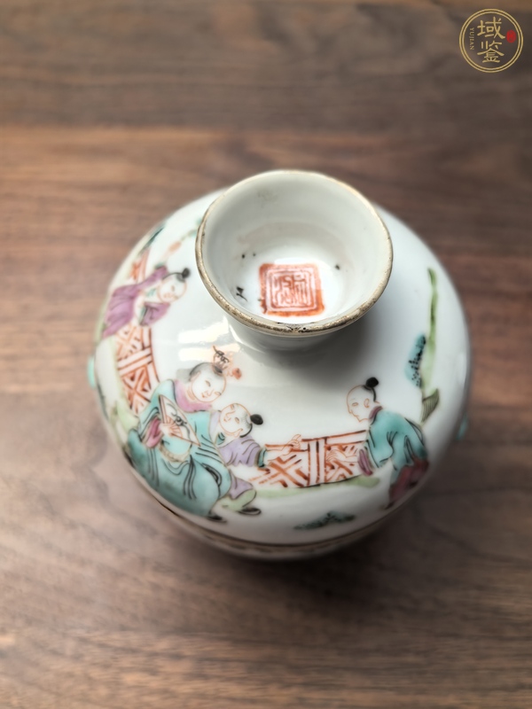 古玩陶瓷粉彩教子圖蓋缸真品鑒賞圖