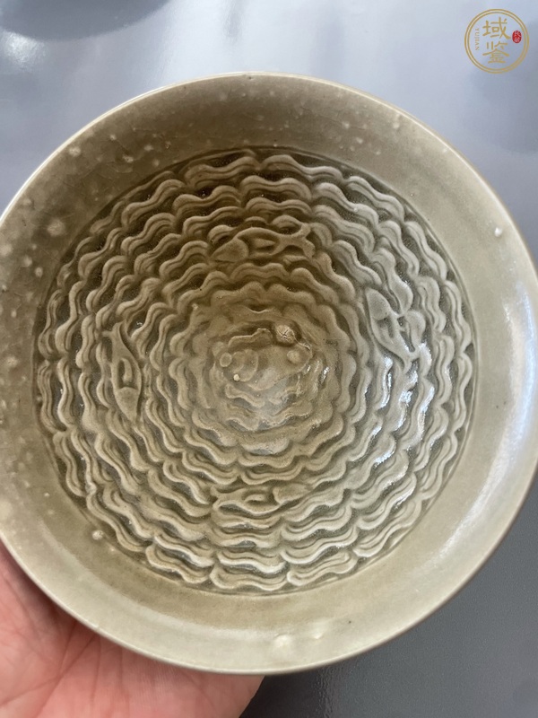 古玩陶瓷耀州窯海水游魚盞真品鑒賞圖