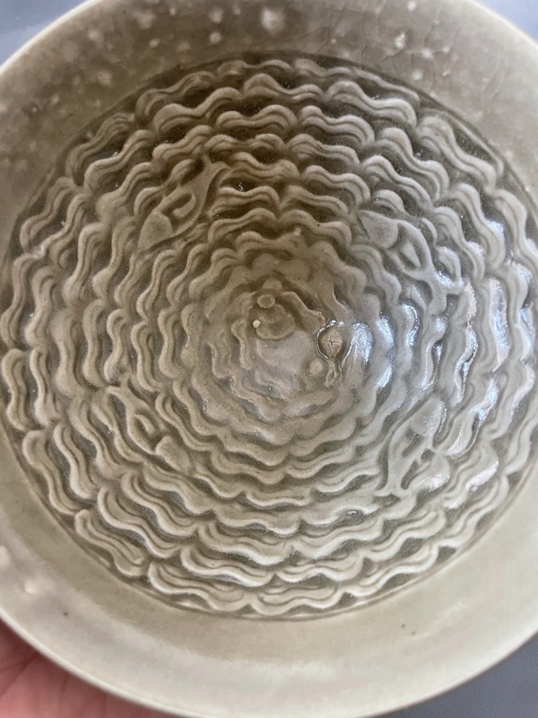 古玩陶瓷耀州窯海水游魚盞拍賣，當前價格32000元