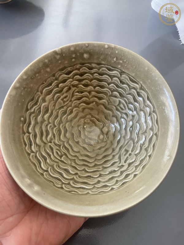 古玩陶瓷耀州窯海水游魚盞真品鑒賞圖