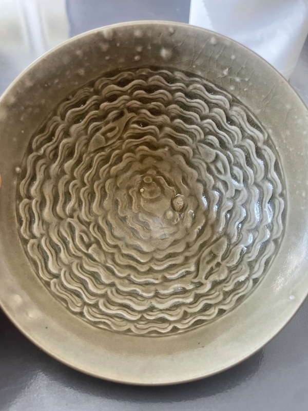 古玩陶瓷耀州窯海水游魚盞拍賣，當前價格32000元