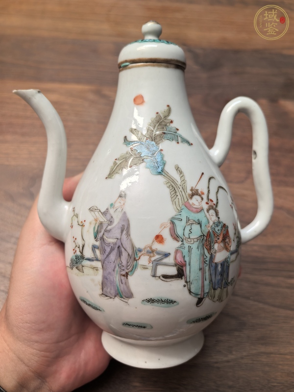 古玩陶瓷粉彩鳳儀亭圖酒壺真品鑒賞圖