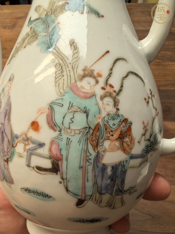 古玩陶瓷粉彩鳳儀亭圖酒壺真品鑒賞圖