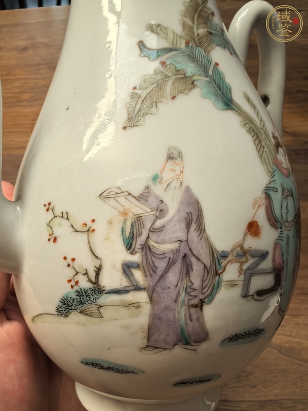 古玩陶瓷粉彩鳳儀亭圖酒壺真品鑒賞圖