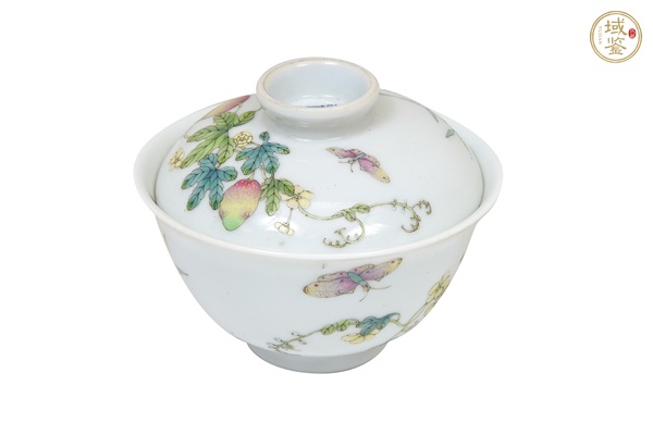 古玩陶瓷癩瓜紋粉彩蓋碗真品鑒賞圖