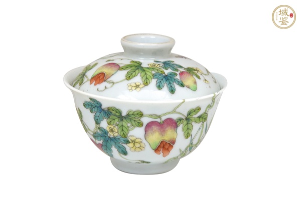 古玩陶瓷癩瓜紋粉彩蓋碗真品鑒賞圖