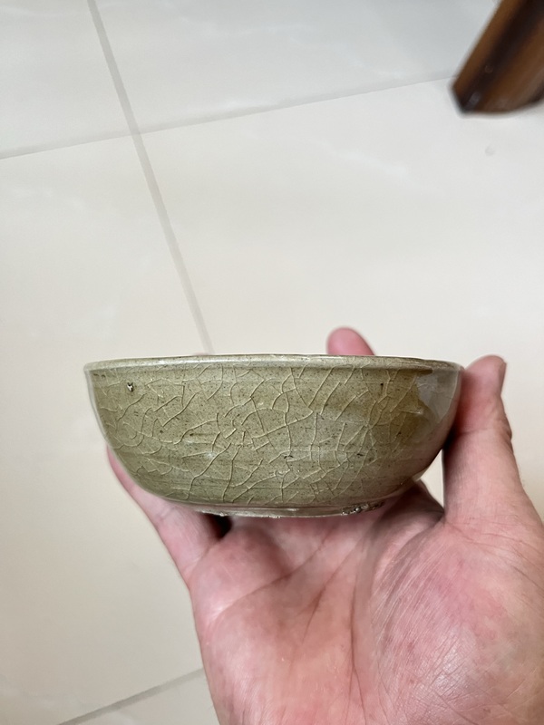 古玩陶瓷元~龍泉青瓷黃釉水洗拍賣(mài)，當(dāng)前價(jià)格2800元