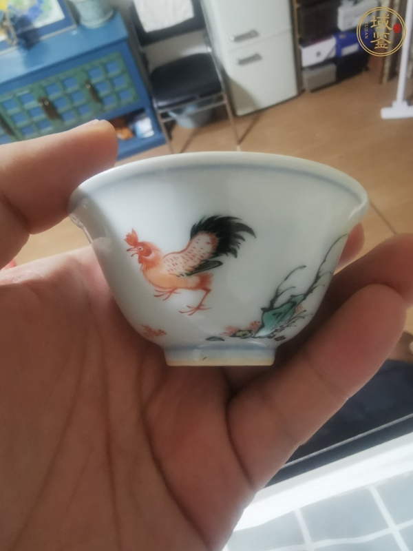 古玩大雞圖杯真品鑒賞圖