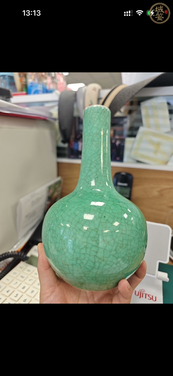 古玩陶瓷綠哥釉天球瓶真品鑒賞圖
