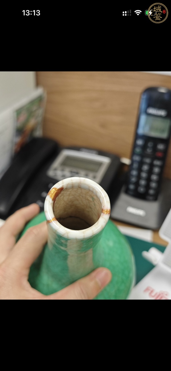 古玩陶瓷綠哥釉天球瓶真品鑒賞圖