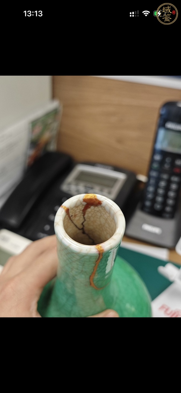 古玩陶瓷綠哥釉天球瓶真品鑒賞圖