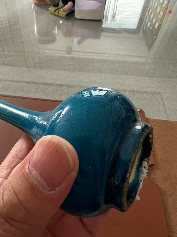 古玩陶瓷藍釉錐把瓶真品鑒賞圖