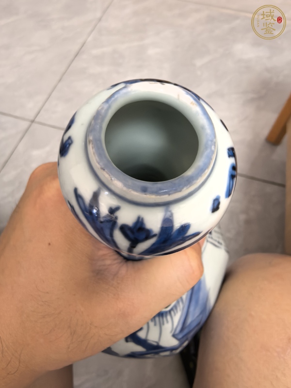 古玩陶瓷青花人物六方蒜頭瓶真品鑒賞圖