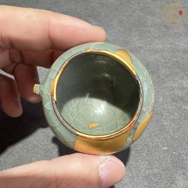 古玩陶瓷金元時(shí)期河南青瓷鳥(niǎo)食罐真品鑒賞圖