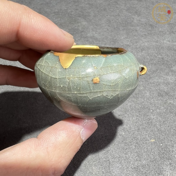 古玩陶瓷金元時(shí)期河南青瓷鳥(niǎo)食罐真品鑒賞圖