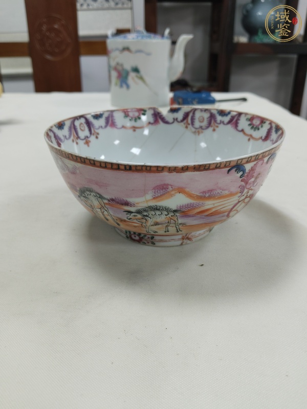 古玩陶瓷廣彩畫鹿圖碗真品鑒賞圖