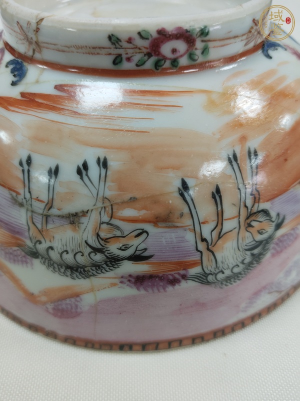 古玩陶瓷廣彩畫鹿圖碗真品鑒賞圖