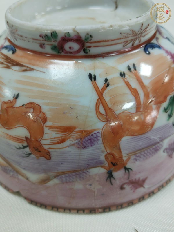 古玩陶瓷廣彩畫鹿圖碗真品鑒賞圖