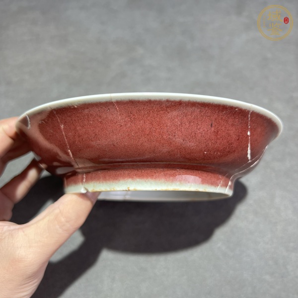 古玩陶瓷明代宣德 寶石紅釉盤真品鑒賞圖