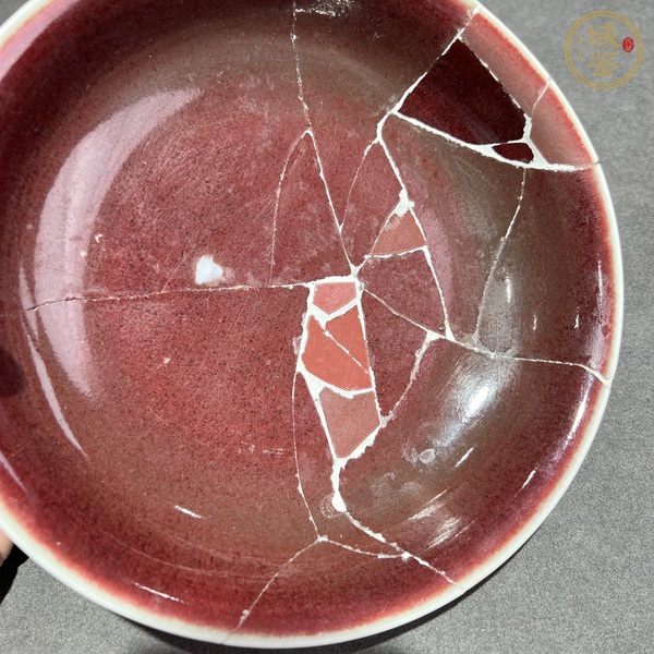 古玩陶瓷明代宣德 寶石紅釉盤真品鑒賞圖