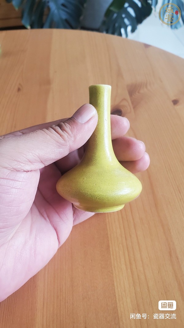 古玩陶瓷黃釉荸薺瓶真品鑒賞圖