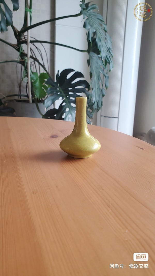 古玩陶瓷黃釉荸薺瓶真品鑒賞圖