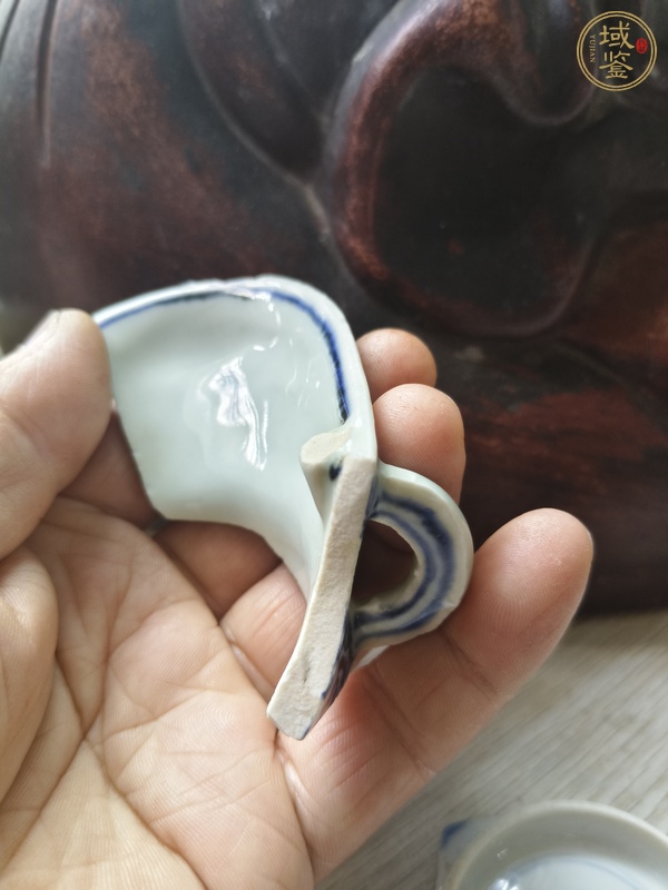 古玩陶瓷青花海水龍紋瓷片真品鑒賞圖