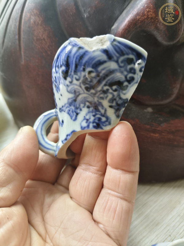 古玩陶瓷青花海水龍紋瓷片真品鑒賞圖