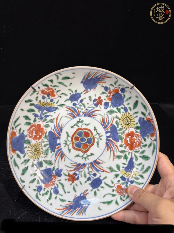 古玩陶瓷青花五彩花鳥紋盤真品鑒賞圖