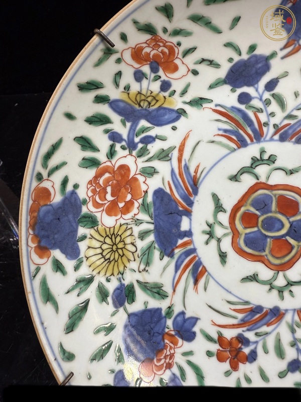古玩陶瓷青花五彩花鳥紋盤真品鑒賞圖