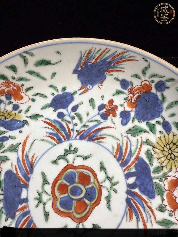 古玩陶瓷青花五彩花鳥紋盤真品鑒賞圖