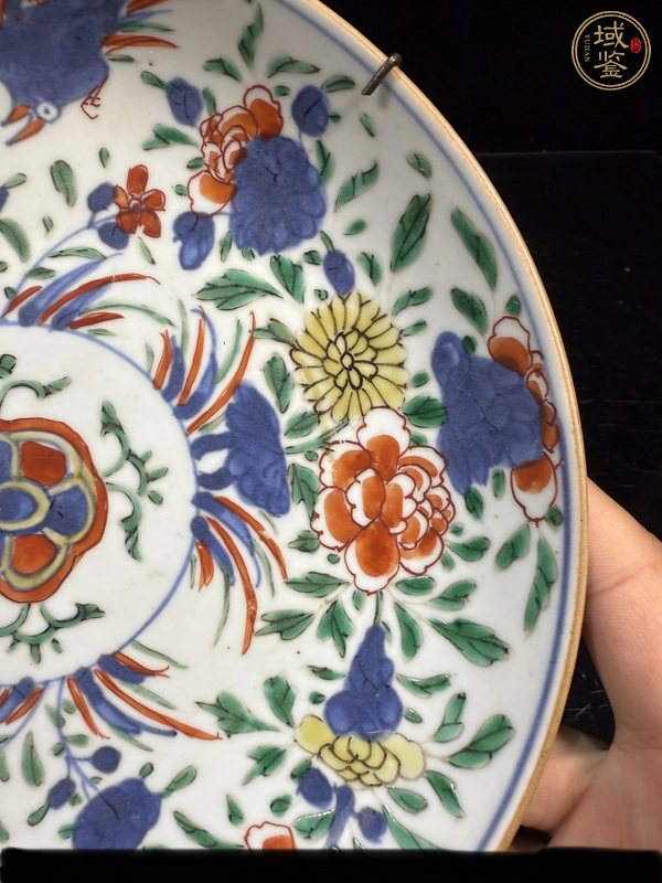 古玩陶瓷青花五彩花鳥紋盤真品鑒賞圖