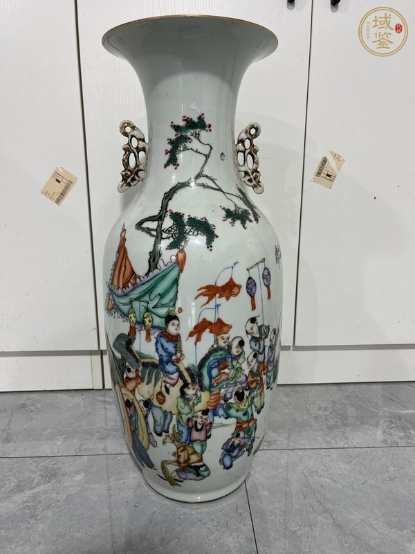 古玩陶瓷民國彩繪嬰戲圖大瓶真品鑒賞圖