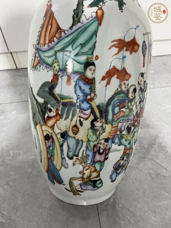 古玩陶瓷民國彩繪嬰戲圖大瓶真品鑒賞圖