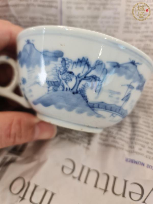 古玩陶瓷青花山水人物紋茶杯真品鑒賞圖