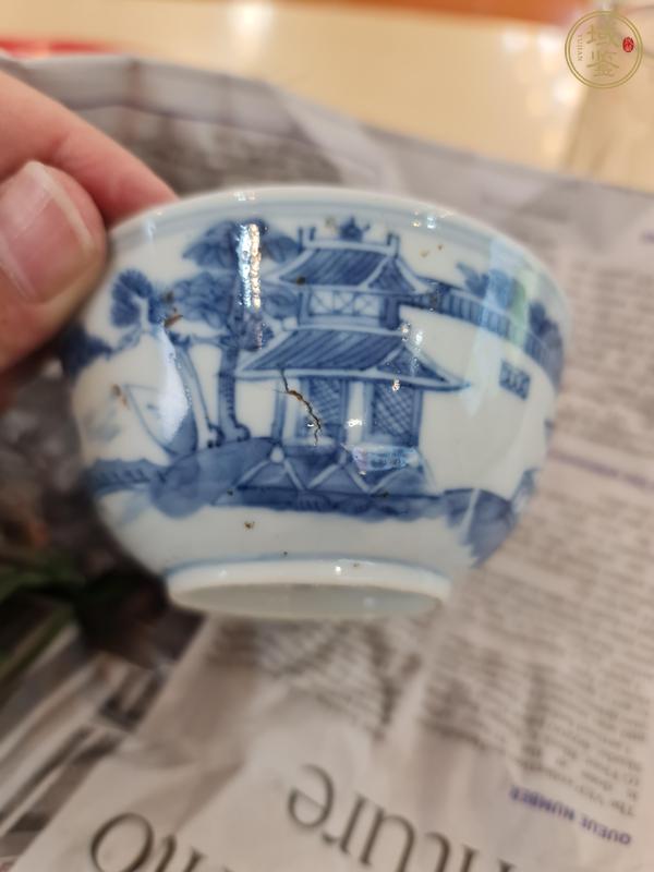 古玩陶瓷青花山水人物紋茶杯真品鑒賞圖