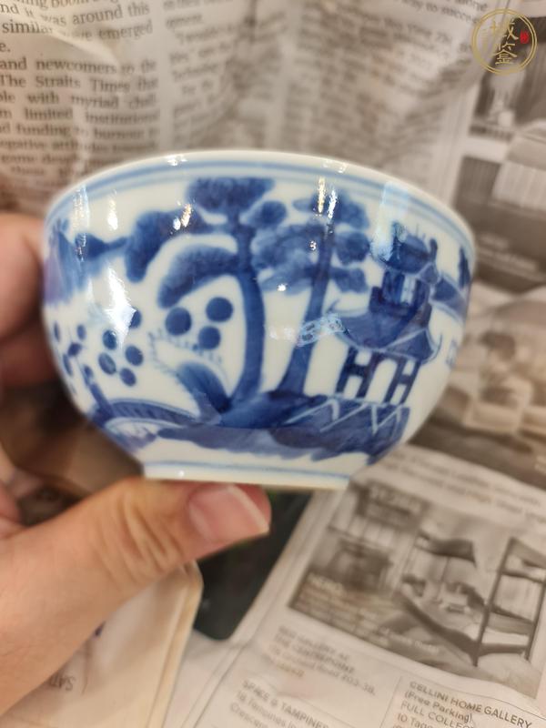 古玩陶瓷青花山水人物紋茶杯真品鑒賞圖