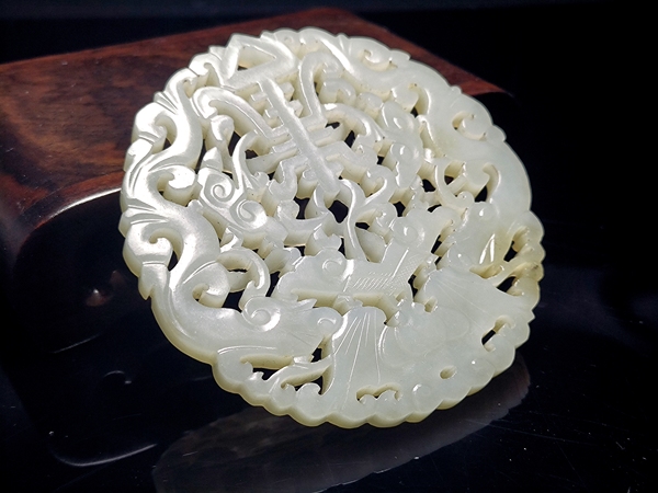 古玩玉器清代和田玉雕“福壽如意”佩拍賣，當(dāng)前價(jià)格4500元