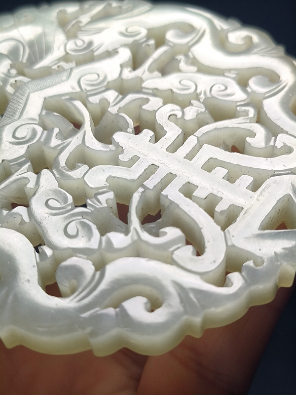 古玩玉器清代和田玉雕“福壽如意”佩拍賣，當(dāng)前價(jià)格4500元