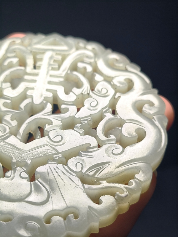 古玩玉器清代和田玉雕“福壽如意”佩拍賣，當(dāng)前價(jià)格4500元