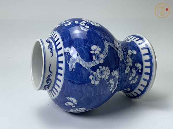 古玩陶瓷清晚期·青花留白冰梅紋將軍罐真品鑒賞圖