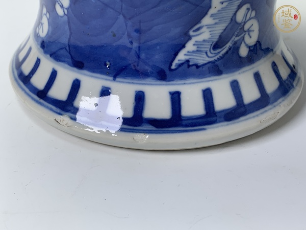 古玩陶瓷清晚期·青花留白冰梅紋將軍罐真品鑒賞圖