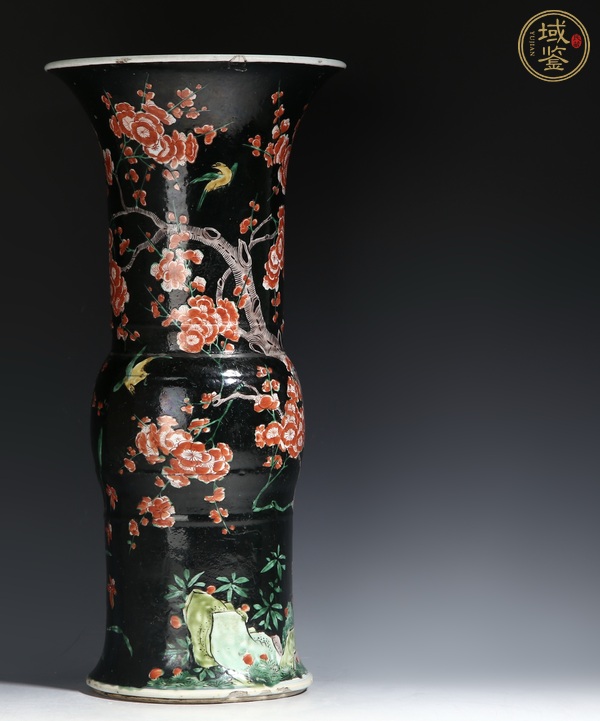 古玩陶瓷五彩花觚真品鑒賞圖
