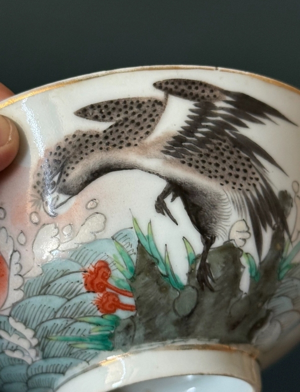 古玩陶瓷民國初期粉彩英雄獨(dú)立圖茶碗拍賣，當(dāng)前價(jià)格890元