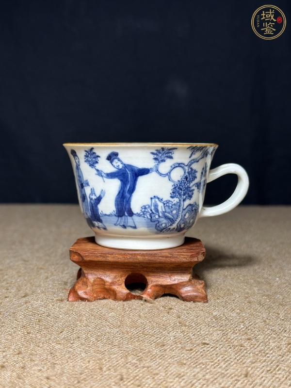 古玩陶瓷青花人物把杯真品鑒賞圖