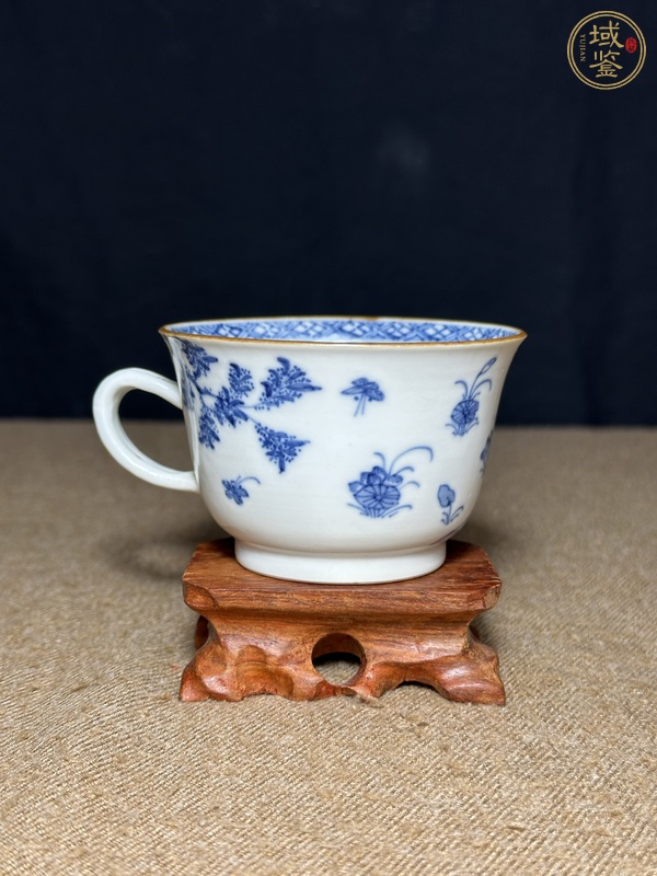 古玩陶瓷青花人物把杯真品鑒賞圖