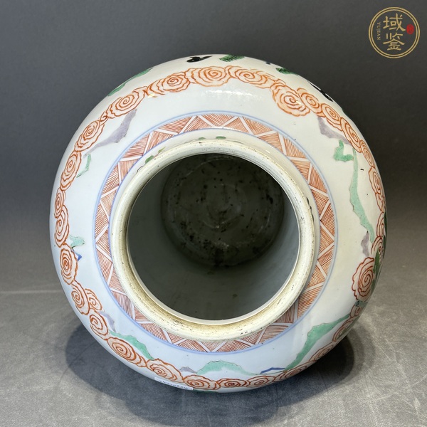 古玩陶瓷仕女嬰戲紋五彩將軍罐真品鑒賞圖